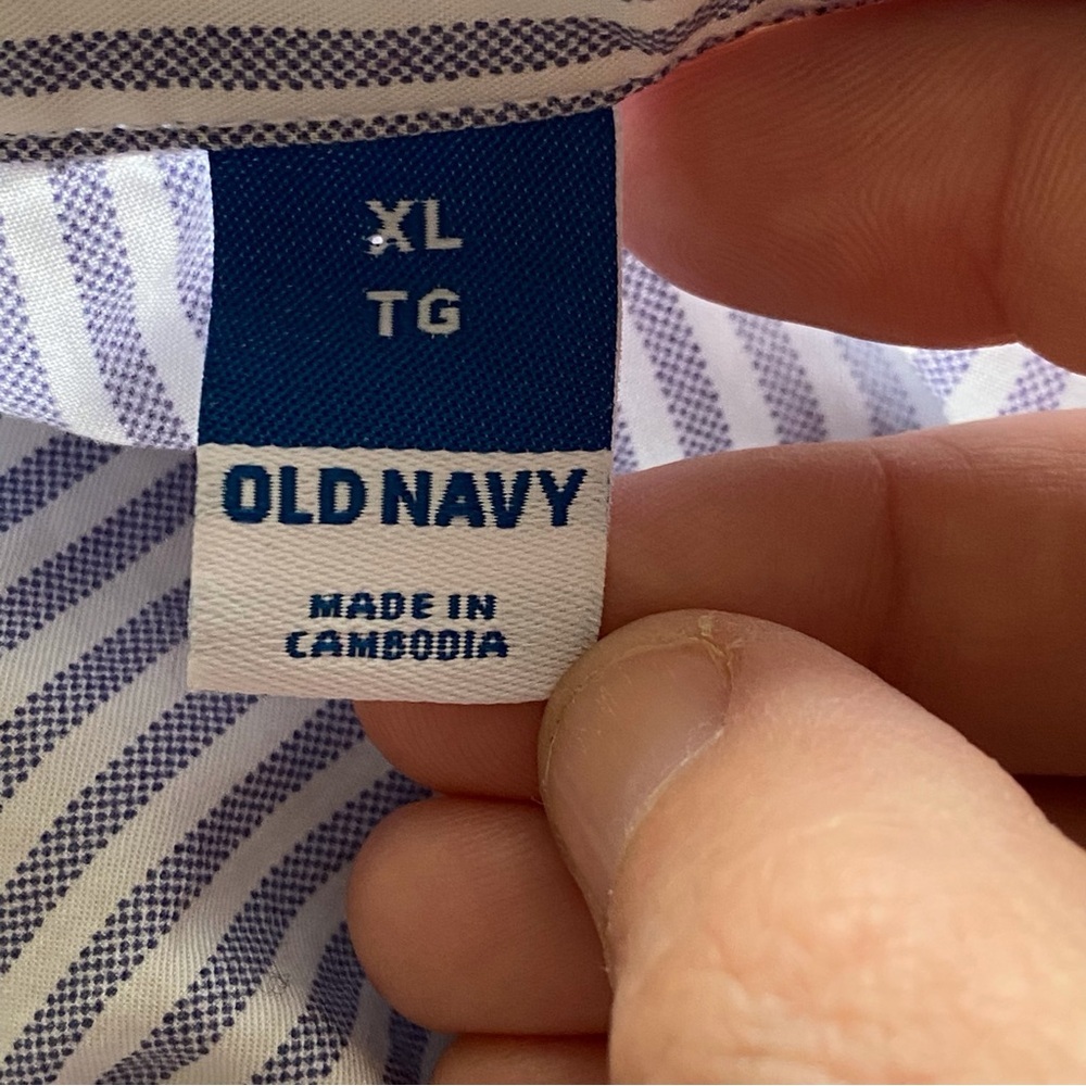 Old Navy Blue and White Striped Midi Shirt Dress with Side Cutout - Picture 7 of 14